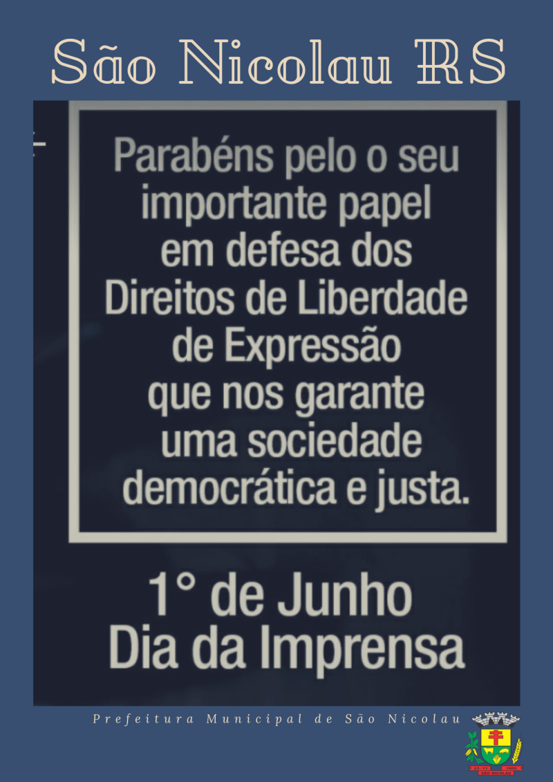 1°DE JUNHO, DIA DA IMPRENSA!